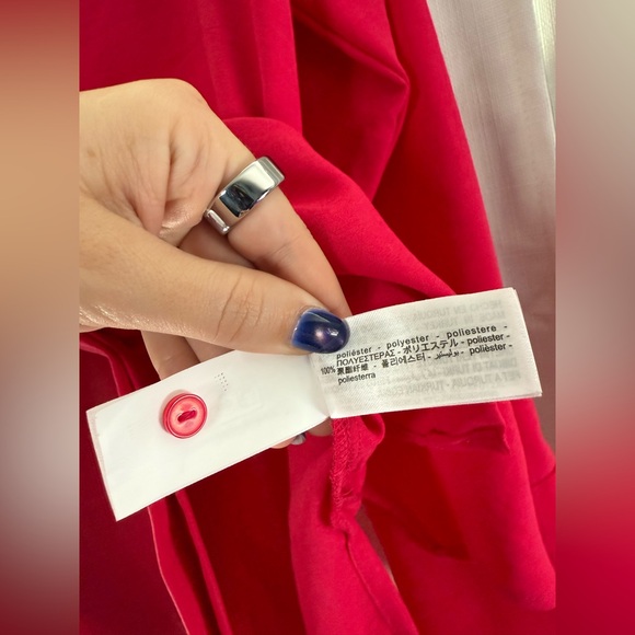 Zara Hot Pink Collared Button Up Long Sleeve Blouse with Pearl Embellishments M - Picture 13 of 14